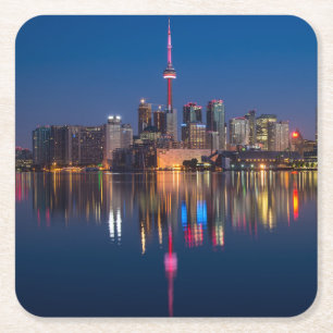 Beauful Toronto Canada Evening Skyline Vierkante Kartonnen Onderzetter