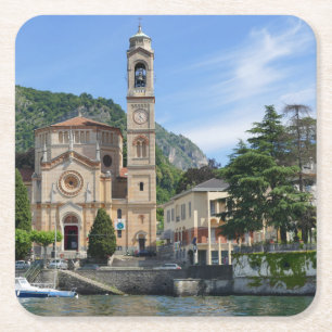 Beauful Tremezzo Lake Como Italië Vierkante Kartonnen Onderzetter