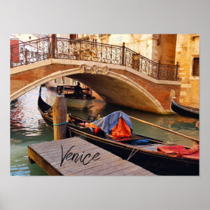 Beauful Venice Italy Canal Boat Travel Poster