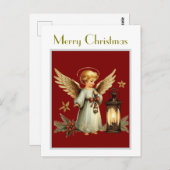 Beauful Vintage-kerstengel Briefkaart (Voorkant / Achterkant)