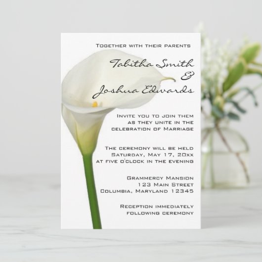 Beauful White Calla Lily Wedding Kaart (Staand voorkant)