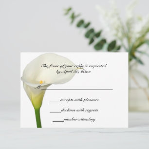Beauful White Calla Lily Wedding RSVP Kaartje