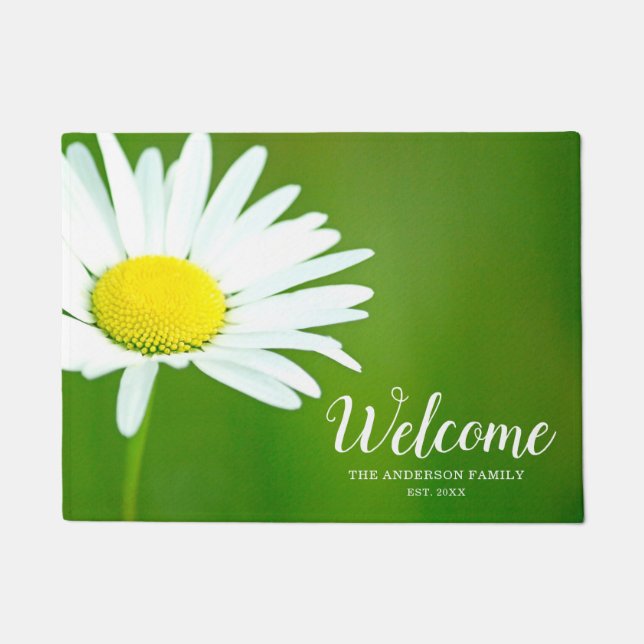 Beauful White Daisy Personalized Deurmat (Voorkant)
