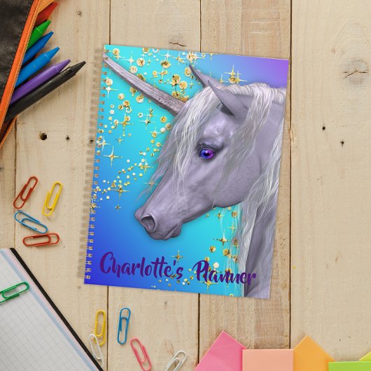 Beauful White Unicorn Personalized Planner