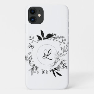 Beauful Wild Flowers Doodle Monogram iPhone 11 Hoesje