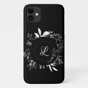 Beauful Wild Flowers Doodle Monogram Hoesje-Mate i iPhone 11 Hoesje
