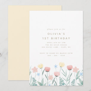 Beauful Wildflower Bouquet Birthday Uitnodiging