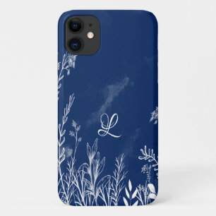 Beauful Wildflower Doodles Monogram iPhone 11 Hoesje