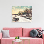 Beauful Winter Landescape Painvas Canvas Afdruk (Insitu (Woonkamer))