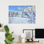 Beauful Winter Snow Forest Scene Poster (Thuiskantoor)