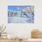 Beauful Winter Snow Forest Scene Poster (Keuken)