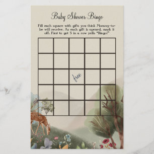 Beauful Woodland Illustration Baby Bingo Flyer