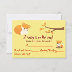 Beauful Woodland Theme Baby shower RSVP Kaartje