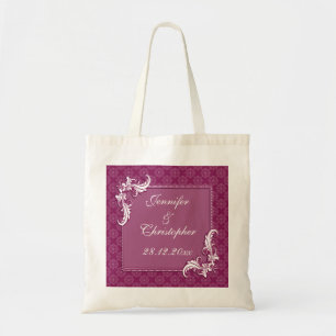 Beaujolais Damask en Floral Lijst bruiloft Tote Bag
