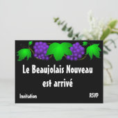 Beaujolais nouveau uitnodiging zwart (Staand voorkant)