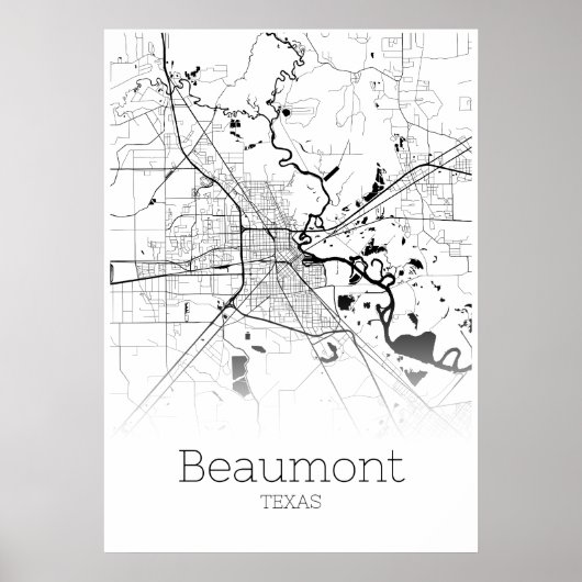 Beaumont Map - Texas - City Map Poster (Voorkant)