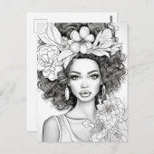 Beauté Afro-Américaine | Carte Postale à Colorier (Devant / Derrière)