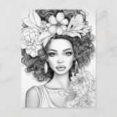 Beauté Afro-Américaine | Carte Postale à Colorier (Devant)