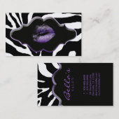 Beauté Carte de visite Animal Zebra Purple Lips (Devant / Derrière)