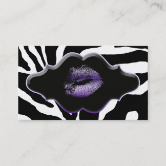 Beauté Carte de visite Animal Zebra Purple Lips