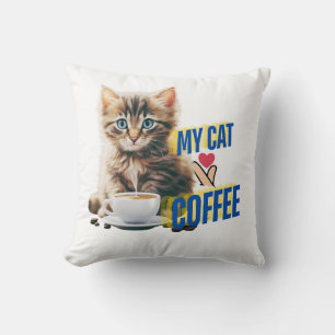Beauté chat amour café Jeu oreiller