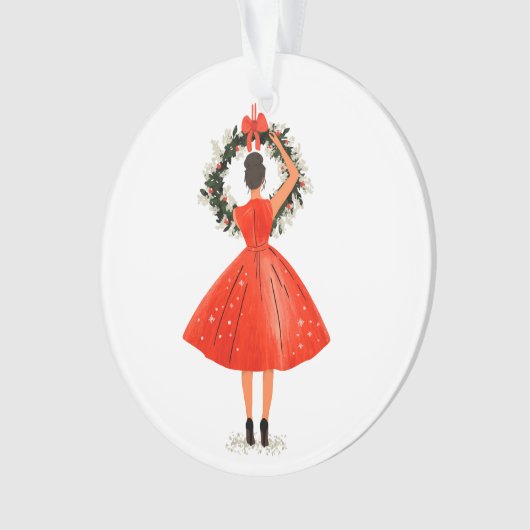 Beauté de Noël classique en robe rouge (devant)