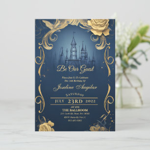 Beauté et la Bête Or Rose Sweet 16 Invitation