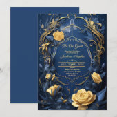 Beauté et la Bête Or Rose Sweet 16 Invitation (Devant / Derrière)