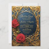 Beauté et la bête Rose Sweet 16 Invitation (Devant)