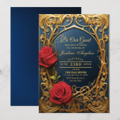 Beauté et la bête Rose Sweet 16 Invitation (Devant / Derrière)