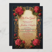 Beauté et la bête Rose Sweet 16 Invitation (Devant / Derrière)