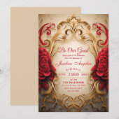 Beauté et la bête Rose Sweet 16 Invitation (Devant / Derrière)