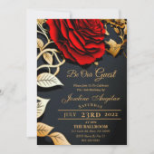 Beauté et la Bête Rouge Rose Sweet 16 Invitations (Devant)