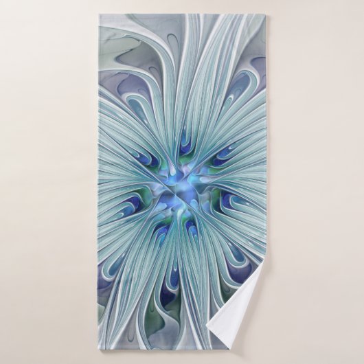 Beauté florale Abstrait Moderne Fleur Pastel Bleu (Serviette de bain)