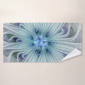 Beauté florale Abstrait Moderne Fleur Pastel Bleu (Serviette de bain)