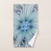 Beauté florale Abstraite moderne Blue Pastel Flowe (Serviette à main)