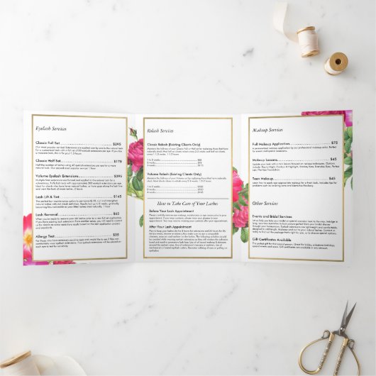 Beauté Florales Lash Extensions Brochure blanche (Intérieur)