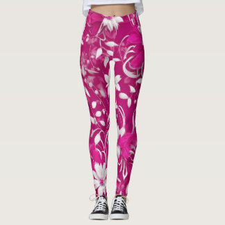 "Beauté florissante : Leggings floraux roses Fuchs