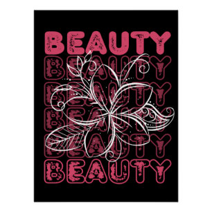 Beauté Flower Line Art Typographie Poster