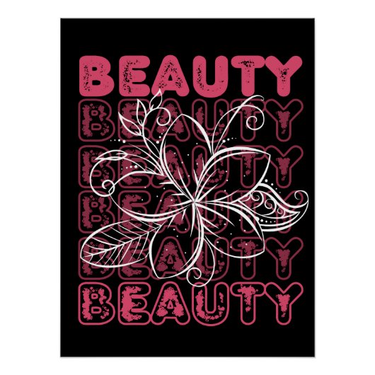 Beauté Flower Line Art Typographie Poster (Devant)