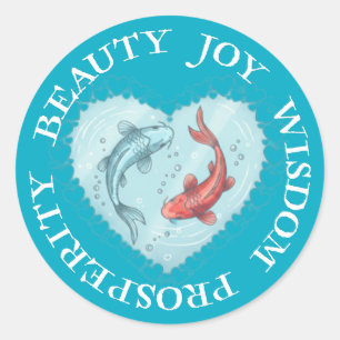 Beauté, Joie, Sagesse Prospérité Autocollant Koi