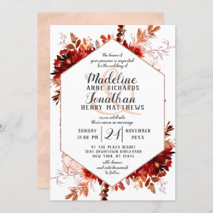 Beauté rustique Hexagon floral Invitations de mari