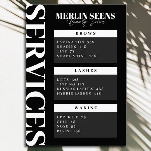 Beauté Skincare Salon Traitement Menu Design Noir