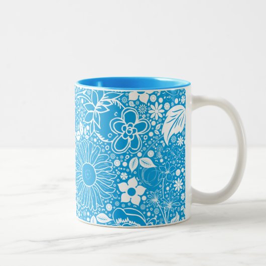 Beautés botaniques Mug de café bleu clair (Droit)