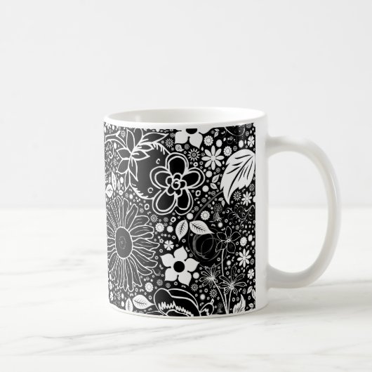 Beautés botaniques Noir et blanc Café Mug (Droite)