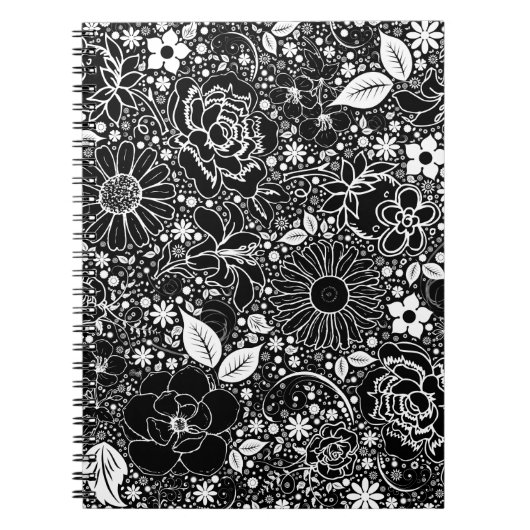 Beautés botaniques Noir et blanc CARNET SPIRAL (Devant)