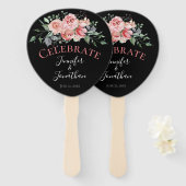 Beautful roze Roses Bouquet op Black Handwaaier (Voorkant en achterkant)