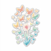 BEAUTIEF KLEURSTROOM VAN DANDELION EN BUTTERFLIE STICKER (Voorkant)