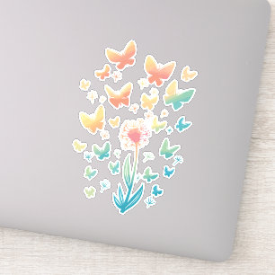 BEAUTIEF KLEURSTROOM VAN DANDELION EN BUTTERFLIE STICKER