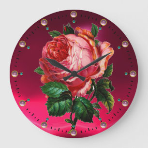 BEAUTIEF PINKROSE MET GEMSTONEN GROTE KLOK